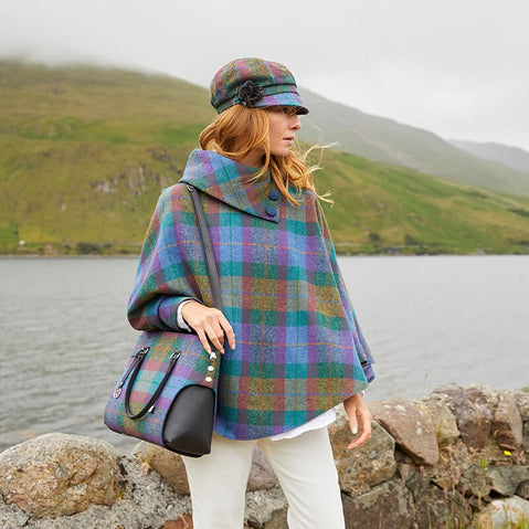 Women's Classic Irish Wool Newsboy Cap Green/Purple