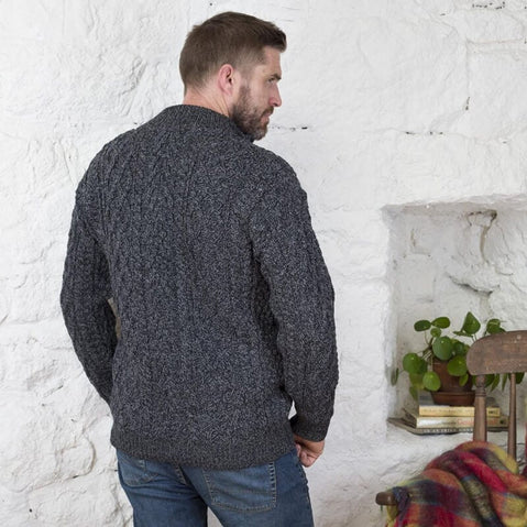 Men's Aran Zip Cardigan
