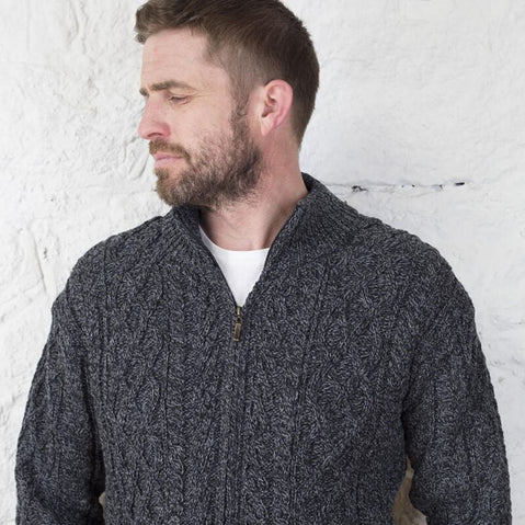 Men's Aran Zip Cardigan