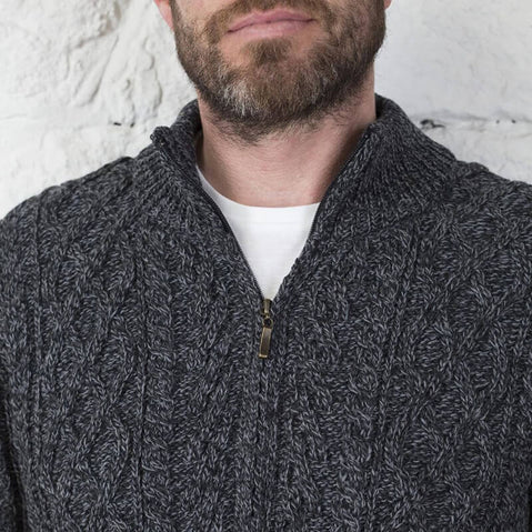 Men's Aran Zip Cardigan
