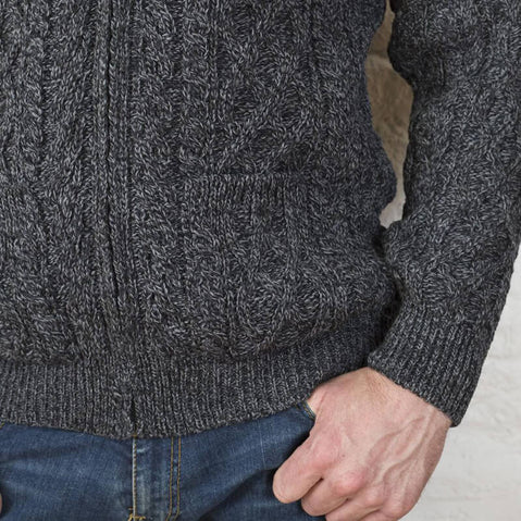 Men's Aran Zip Cardigan