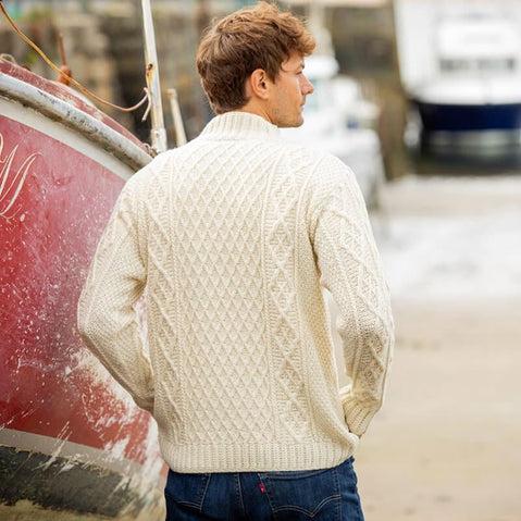 Men's Classic Fisherman Button-Mock Sweater