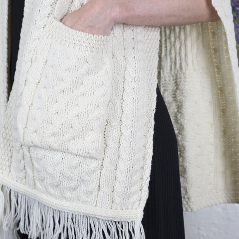 Merino wool pocket shawl pocket close up