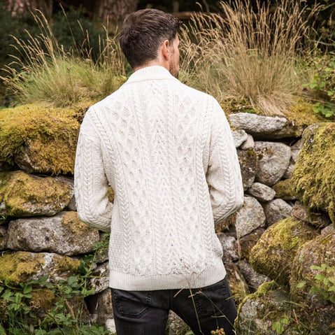 Men's Aran Zip Cardigan