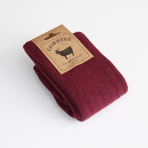 Cashmere Blend Mens Socks - Burgundy