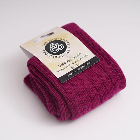 Cashmere Blend Womens Socks- Burgundy