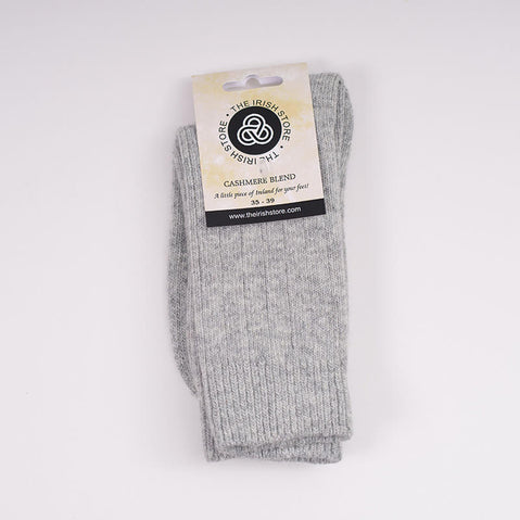Cashmere Blend Womens Socks- Light Grey