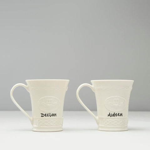 Personalized Belleek Claddagh Mugs