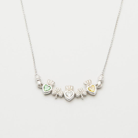 Personalized Mothers Shamrock Pendant Three Birthstones