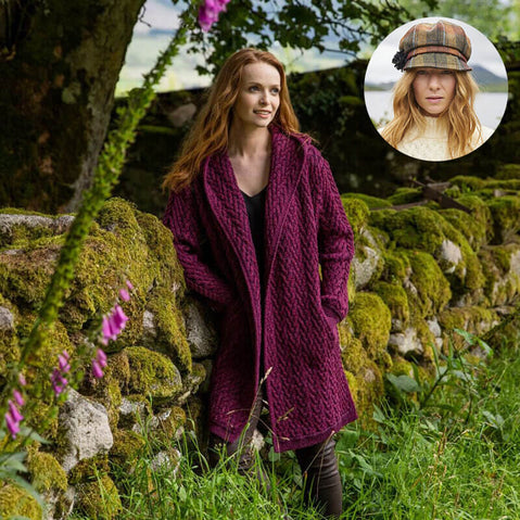 The Aran Cardigan & Newsboy Style Cap Set