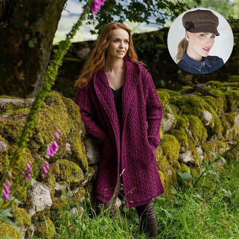 The Aran Cardigan & Newsboy Style Cap Set