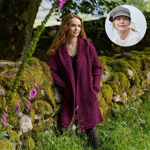 The Aran Cardigan & Newsboy Style Cap Set
