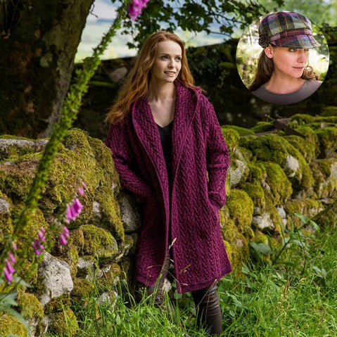 The Aran Cardigan & Newsboy Style Cap Set