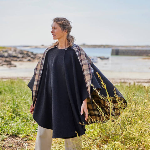 Charcoal Knee Length Irish Walking Cape