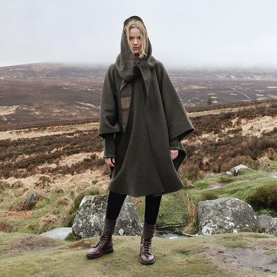 Green Knee Length Irish Walking Cape