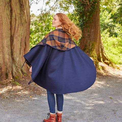 Navy Knee Length Irish Walking Cape