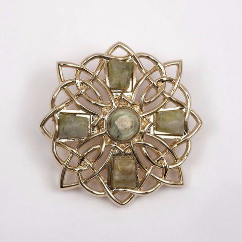 Connemara Marble Cross Brooch