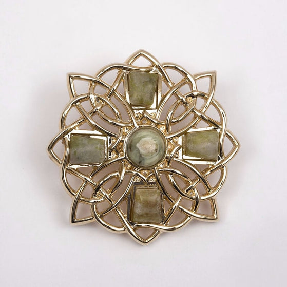 Connemara Marble Cross Brooch