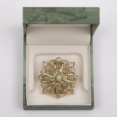 Connemara Marble Cross Brooch