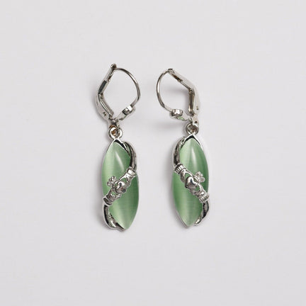 Claddagh Cat's Eye Drop Earrings