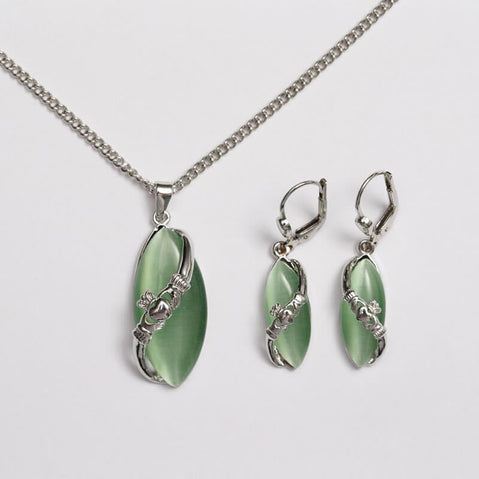 Claddagh Cat's Eye Jewelry Set