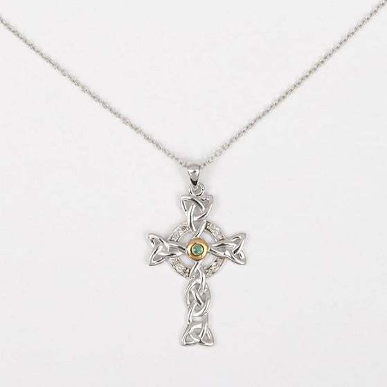 Diamond & Emerald Celtic Cross Pendant