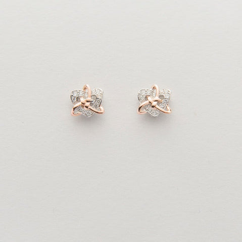 Trinity Knot Heart CZ Earrings