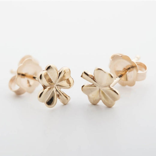 14K Gold Shamrock Stud Earrings