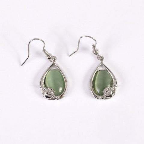 Celtic Cats Eye Claddagh Earrings