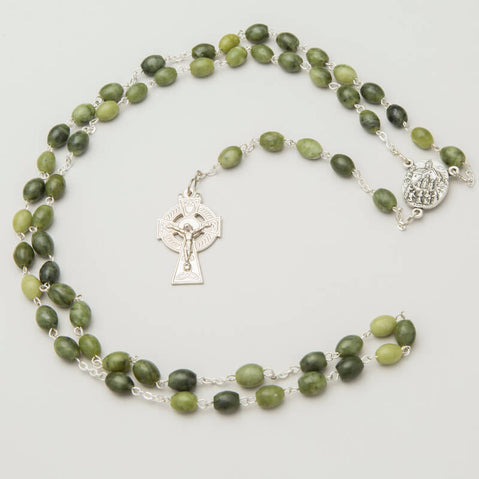 Connemara Marble Celtic Cross Rosary Beads