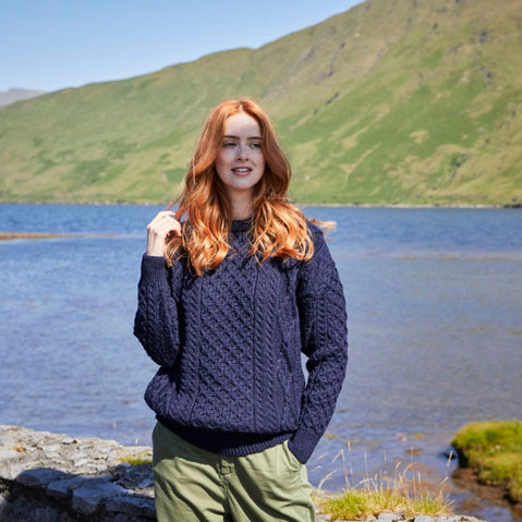 Womens Fisherman Lightweight Crew Neck Heritage Sweater