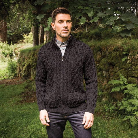 Men's Aran Zip Cardigan