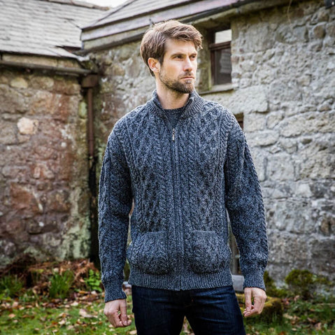 Men's Aran Zip Cardigan