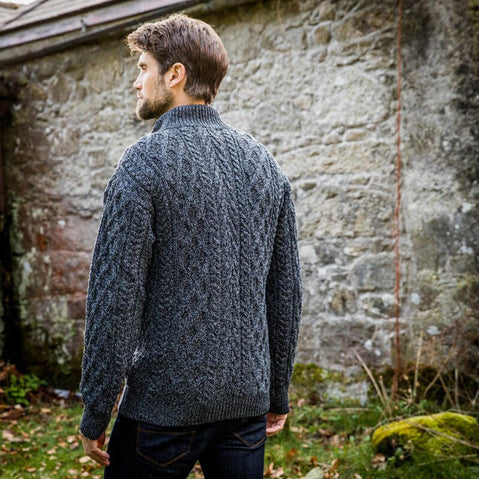 Men's Aran Zip Cardigan
