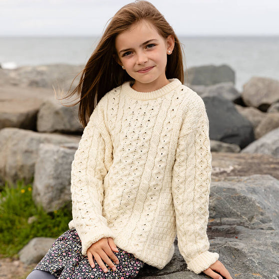 Kids Crew Neck Aran Sweater