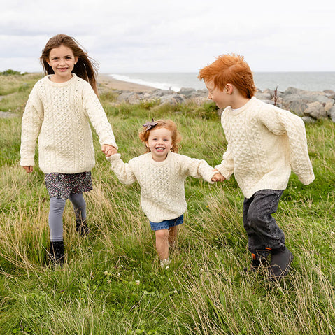 Kids Crew Neck Aran Sweater