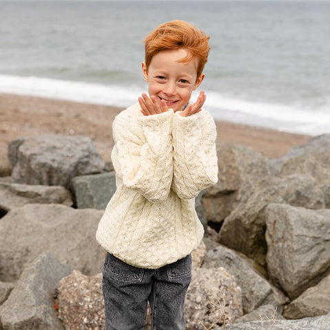 Kids Crew Neck Aran Sweater