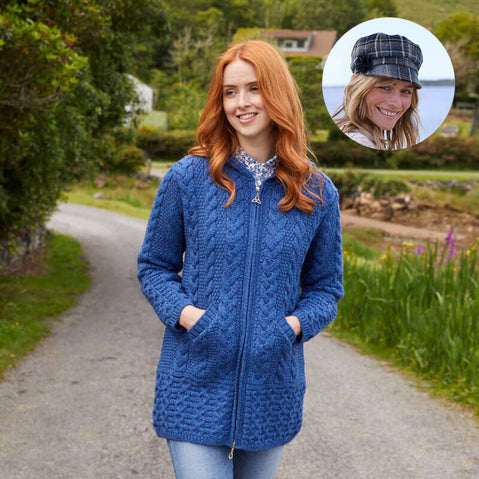 Women's Classic Aran Coat and Newsboy Cap