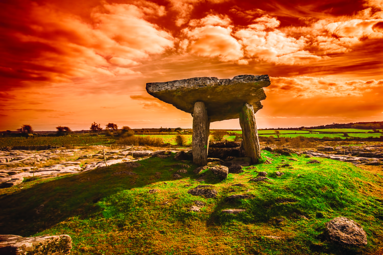 Ancient Poulnabrone Dolmen, The Burren, County Clare, Ireland