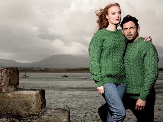 Traditional green Aran sweater St . Patrick's Day 