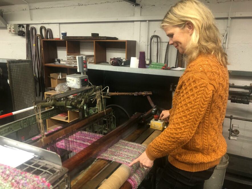 Lulu weaving at Mucros Weavers 