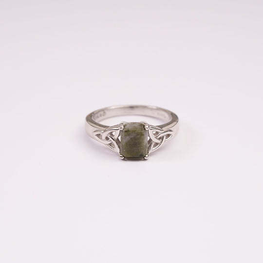 Trinity Knot Connemara Marble Ring