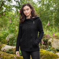 Women's Signature Aran Celtic Zipper Hooded Cardigan
