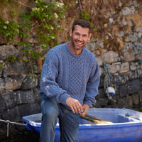 Men's Traditional Crew Neck Aran Sweater