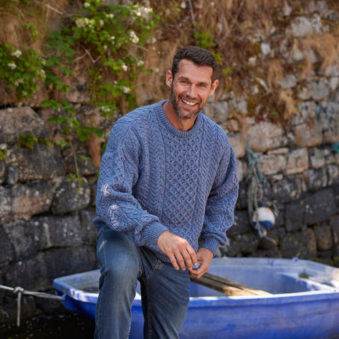 Men's Traditional Crew Neck Aran Sweater