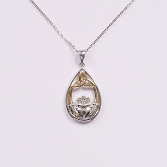 10K Gold & Diamond Oval Claddagh Pendant
