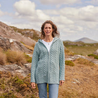 Women's Hooded Aran Zipper Classic Coat