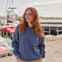 Women's Traditional Crew Neck Aran Sweater