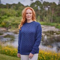 Women's Traditional Crew Neck Aran Sweater