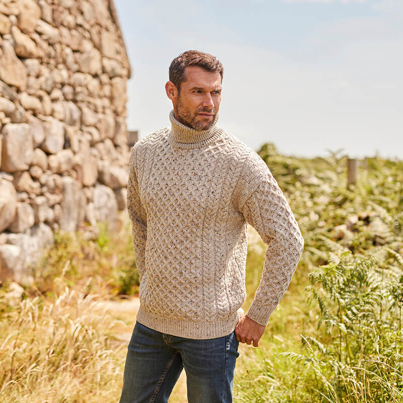Men's Signature Fisherman Turtleneck Wool Sweater